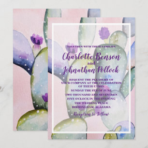Invitation Mariage de cactus écolière tendance