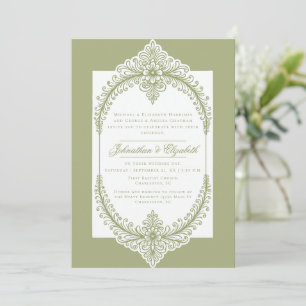 Invitation Mariage de cadre à la française vert olive