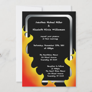 Invitation Mariage de cadre argenté Flames de moto ~ Invitati