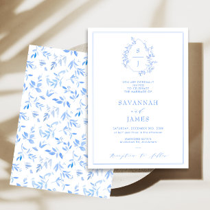 Invitation Mariage de cadre classique Foliage bleu Crest