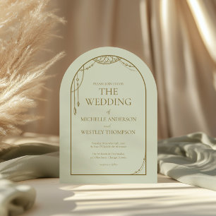 Invitation Mariage de cadre d'arche perlé de saumon vert clai