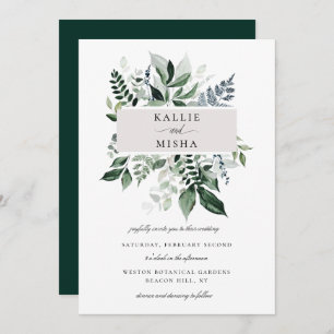 Invitation Mariage de cadre de feuillage botanique naturel