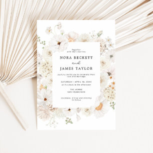 Invitation Mariage de cadre de fleurs blanches