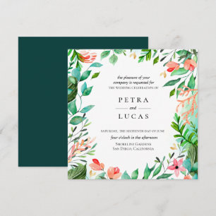 Invitation Mariage de cadre de l'île de corail botanique