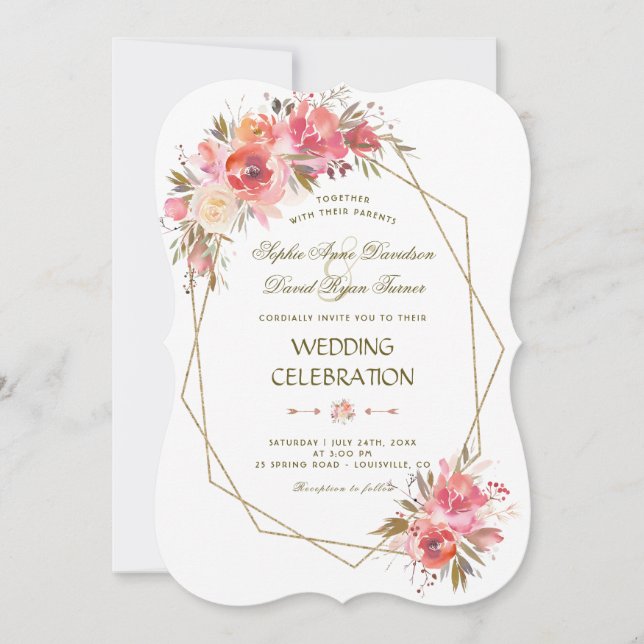 Invitation Mariage de cadre de Parties scintillant or flush (Devant)