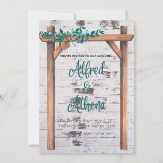 Invitation Mariage de cadre en bois rustique aquarelle