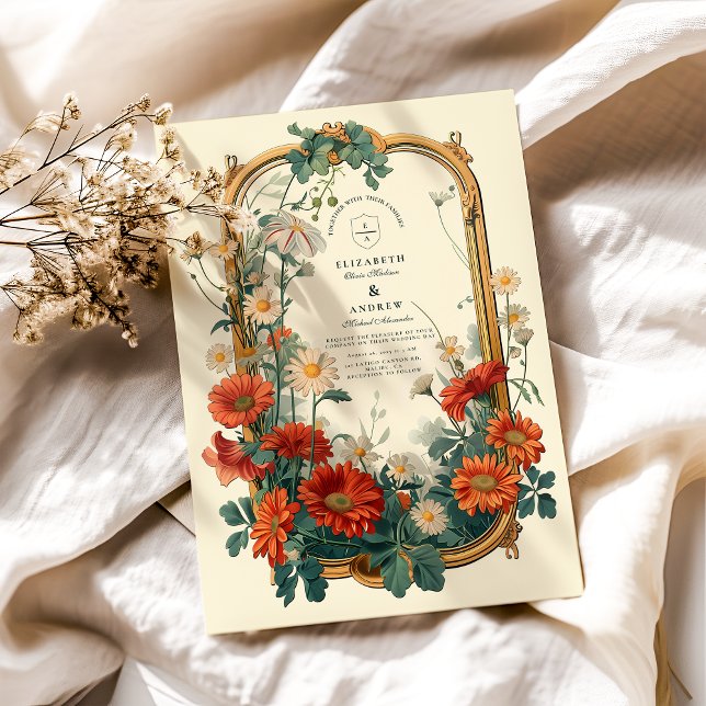 Invitation Mariage de cadre Fleur sauvage Art Nouveau (Créateur téléchargé)