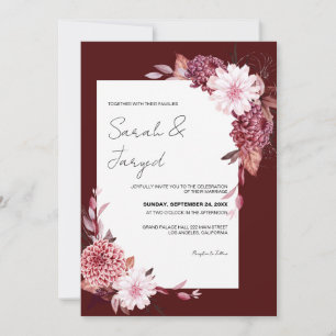 Invitation Mariage de cadre Fleurs d'automne