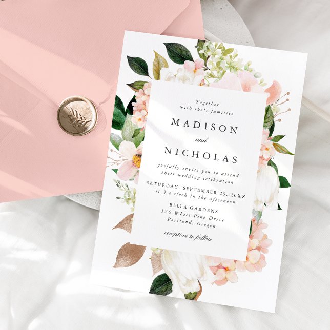 Invitation Mariage de cadre floral à ressort (Créateur téléchargé)