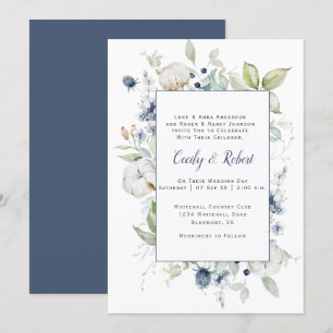 Invitation Mariage de cadre floral gris gris gris gris bleu f