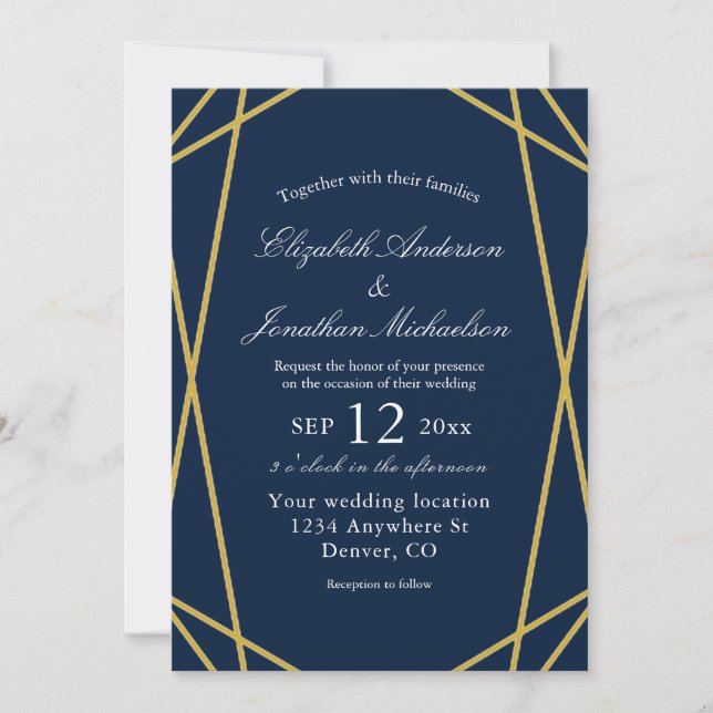 Invitation Mariage de cadre géométrique (Devant)