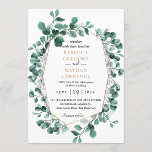 Invitation Mariage de cadre géométrique de l'Eucalyptus Green