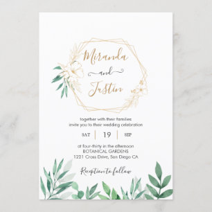 Invitation Mariage de cadre géométrique de l'Eucalyptus Green