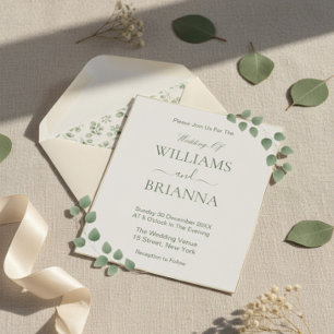 Invitation Mariage de cadre géométrique vert minimaliste mode