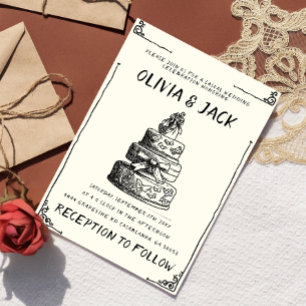 Invitation Mariage de cadre ironique de gâteau tiré à la main