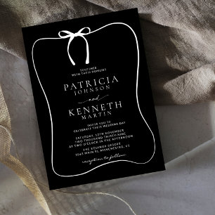 Invitation Mariage de cadre moderne Black & White Line