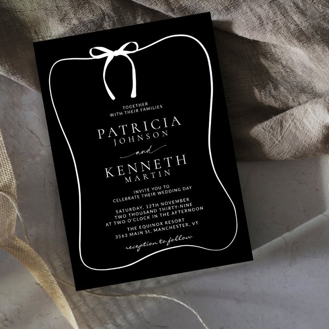 Invitation Mariage de cadre moderne Black & White Line (Créateur téléchargé)