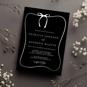 Invitation Mariage de cadre moderne Black & White Line