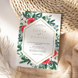 Invitation Mariage de cadre or Floral d'hiver