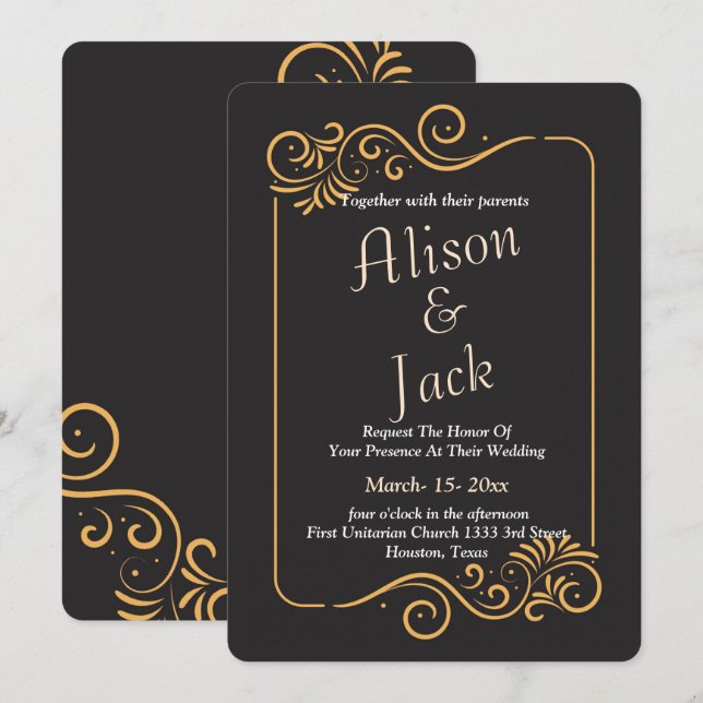 Invitation Mariage de cadre ornemental (Devant / Derrière)