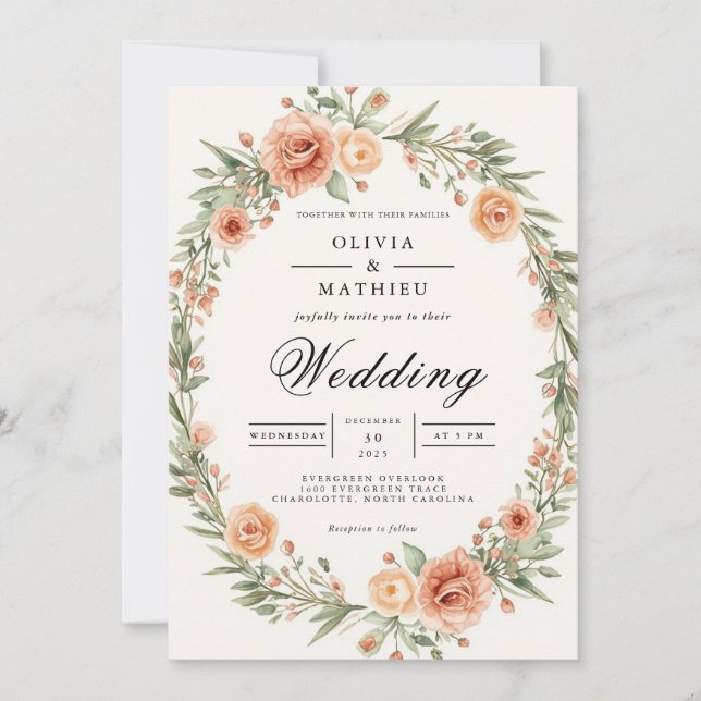 Invitation Mariage de cadre ovale flou (Devant)