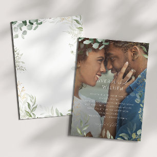 Invitation Mariage de cadre photo Whimsical Green and Gold