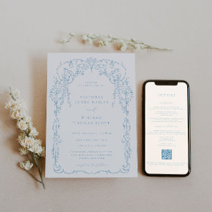 Invitation Mariage de cadre victorien bleu clair