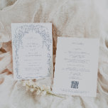 Invitation Mariage de cadre victorien bleu Dusty<br><div class="desc">Elégant Cadre Bleu Dusty Inspiré Victorien,  faire-part de mariage. Caractéristiques modèles,  typographie tendance avec détails modèle sur le dos.</div>