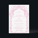 Invitation Mariage de cadre victorien rose Cerise<br><div class="desc">Elégant Cadre Rose Cerise Inspiré Victorien,  faire-part de mariage. Caractéristiques modèles,  typographie tendance avec détails modèle sur le dos.</div>