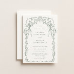 Invitation Mariage de cadre victorien vert Sage<br><div class="desc">Elégant Cadre Vert Sage Inspiré Victorien,  faire-part de mariage. Caractéristiques modèles,  typographie à la sauge tendance avec détails modèle sur le dos.</div>