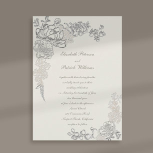 Invitation Mariage de calligraphie de cadre de pivoines embar