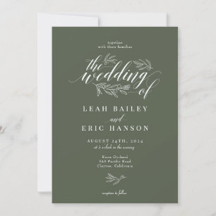 Invitation Mariage de calligraphie de la branche d'olivier ti
