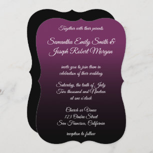 Invitation Mariage de calligraphie élégant Ombre noir violet