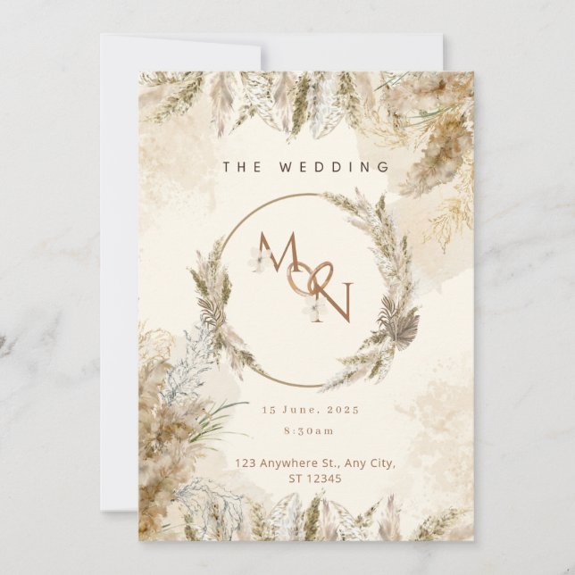 Invitation Mariage de calligraphie élégant personnalisable  (Devant)