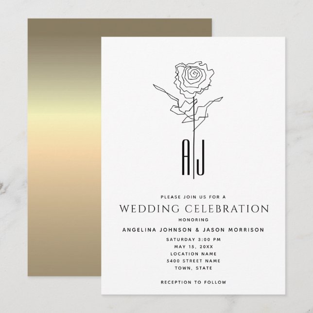 Invitation Mariage de calligraphie élégante (Devant / Derrière)