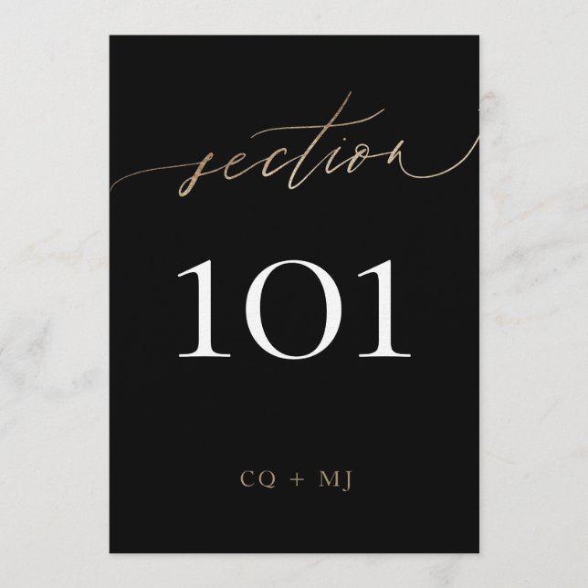 Invitation mariage de calligraphie en or noir 5 x 7 pouces Nu (Devant)