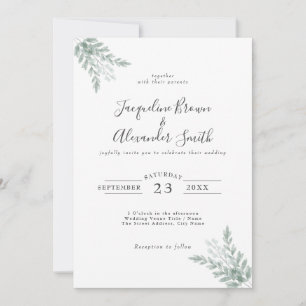 Invitation Mariage de calligraphie Eucalyptus rustique