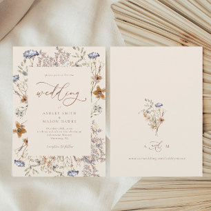 Invitation Mariage de calligraphie Fleur sauvage Crème