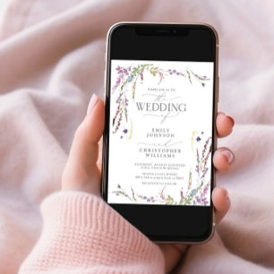 Invitation Mariage de calligraphie Fleur sauvage violet