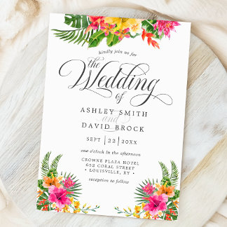 Invitation Mariage de calligraphie florale d'Hibiscus tropica