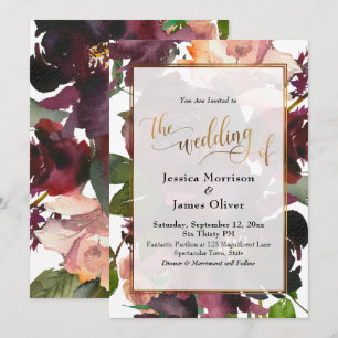 Invitation Mariage de calligraphie florale peinte artistique