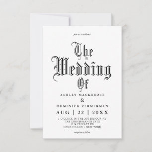 Invitation Mariage de calligraphie gothique simple