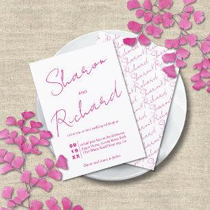 Invitation Mariage de calligraphie magenta rose moderne