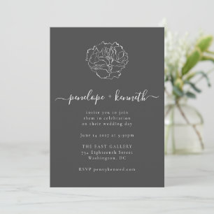 Invitation Mariage de calligraphie minimaliste de script noir