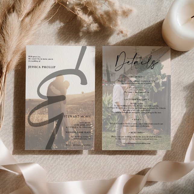 Invitation Mariage de calligraphie moderne et audacieux tout  (Modern bold all in one calligraphy wedding invitation)