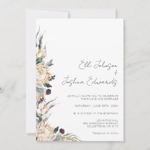 Invitation Mariage de calligraphie moderne King White Protea