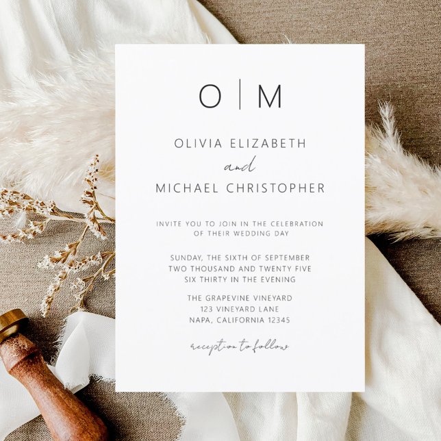 Invitation Mariage de calligraphie moderne minimaliste (Créateur téléchargé)