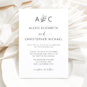 Invitation Mariage de calligraphie moderne minimaliste