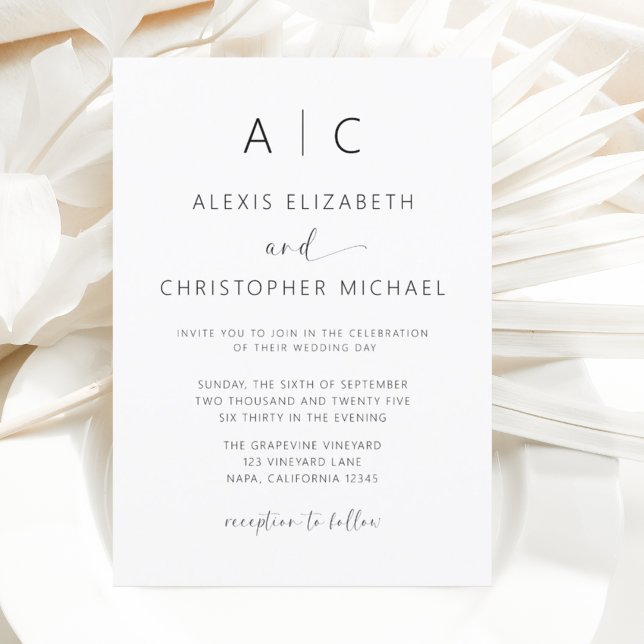 Invitation Mariage de calligraphie moderne minimaliste (Créateur téléchargé)