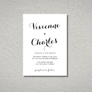 Invitation Mariage de calligraphie moderne minimaliste noir e